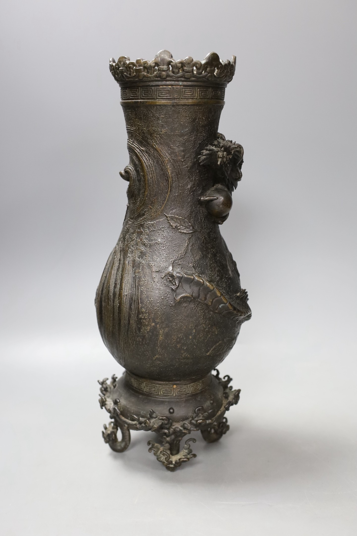 A Japanese bronze ‘dragon’ vase, Meiji period - 34cm tall